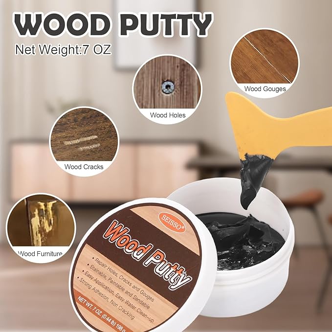 SEISSO Wood Putty – Paintable & Stainable Furniture Repair Filler