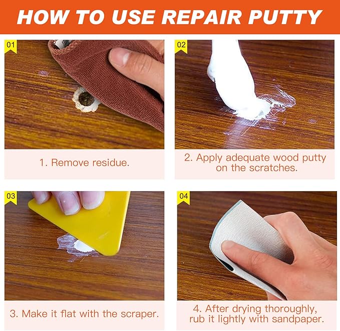 GRPOCHE 22 Pcs Wood Repair Kit – Fillers, Putty & Tools for Furniture & Floor