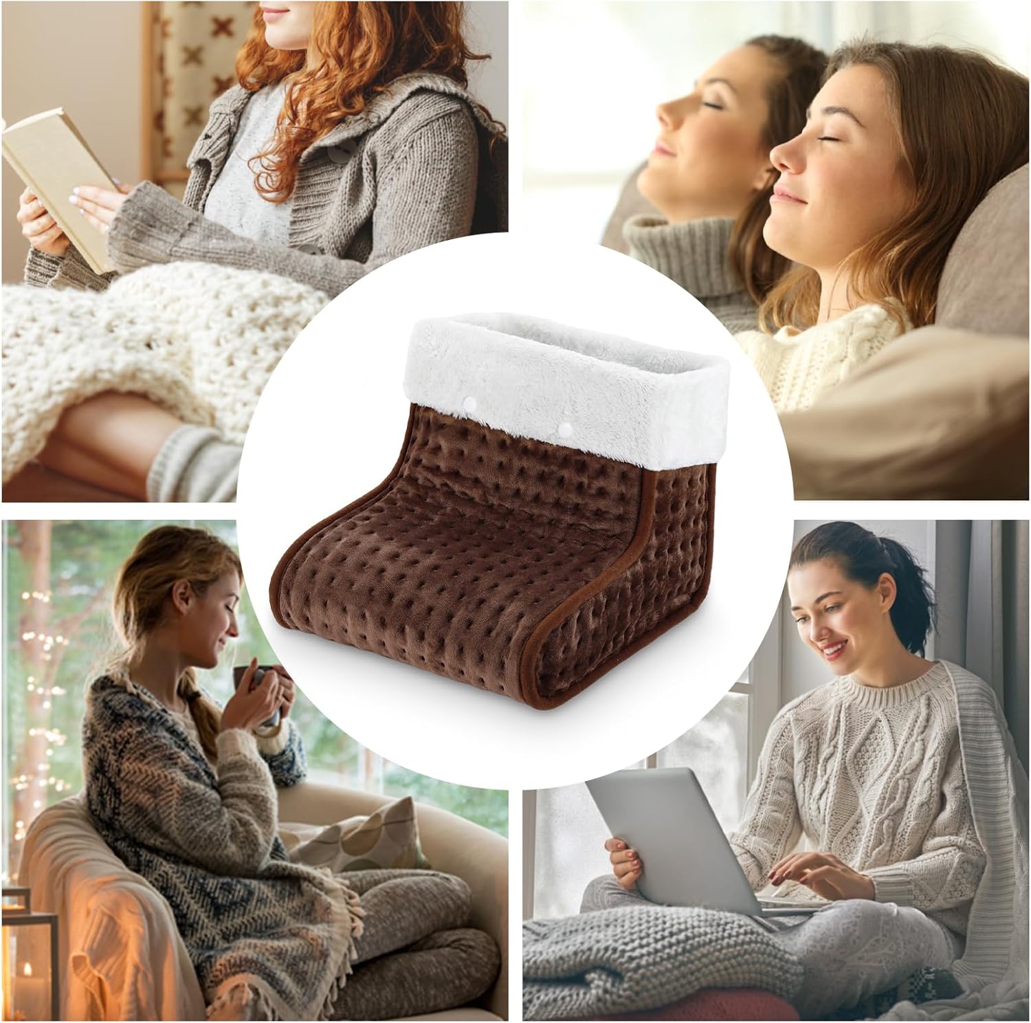 AU Plug – Double-Speed Heating Foot Warmer, 10 Heat Levels, 3 Timers, Multi-Safety Protection, Cozy All Day | DEWEL