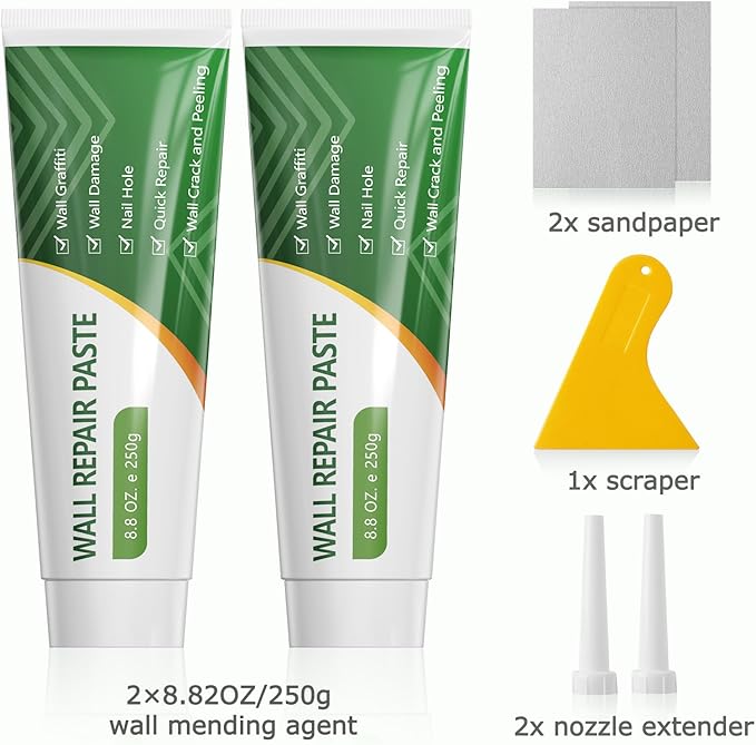 GRPOCHE 2-Pack Drywall Repair Kit – Spackle Wall Patch with Scraper for Holes & Cracks