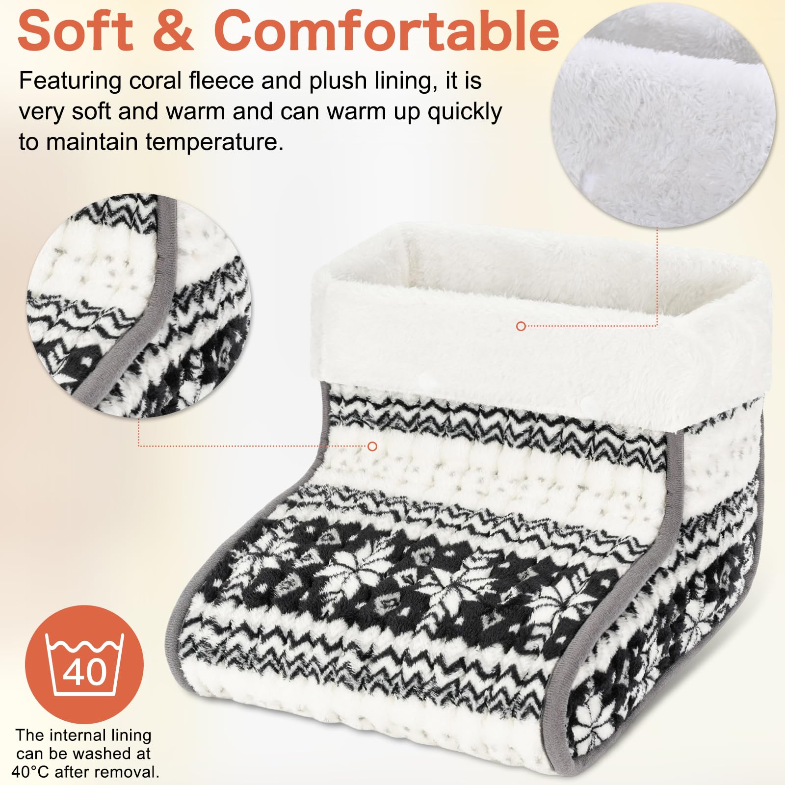 EU Plug – Double-Speed Heating Foot Warmer, 10 Adjustable Levels, Multi-Safety Protection, Washable Inner Lining | DEWEL