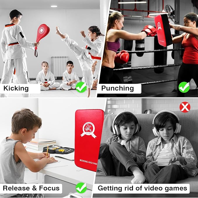 CYFIE 3-in-1 Kids & Adult Boxing Training Set – Punching Mitts, Kick & Target Pads