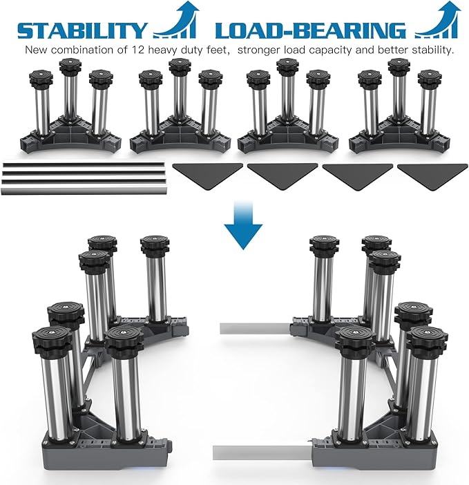 DEWEL Adjustable Mini Fridge & Washer Stand, 7"-8.2"/7"-8.6"Height, 770LB/1100LB Capacity
