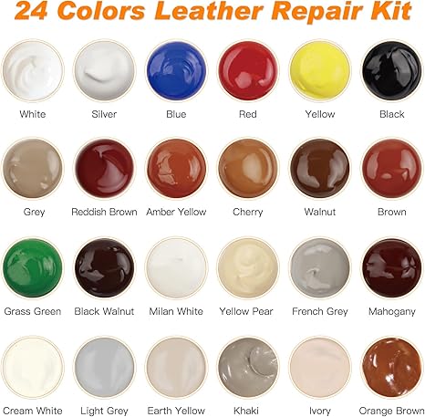 SEISSO 24 Colors Leather & Vinyl Repair Kit for Sofa, Car Seat, Shoes, Jacket & More
