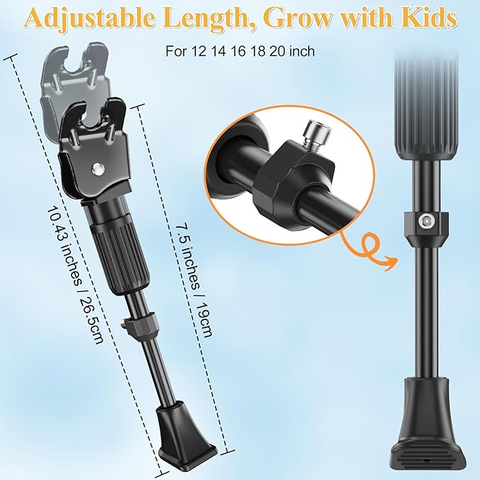 SEISSO Adjustable Kids Bike Kickstand, Rear Mount for 12"-20" Wheels