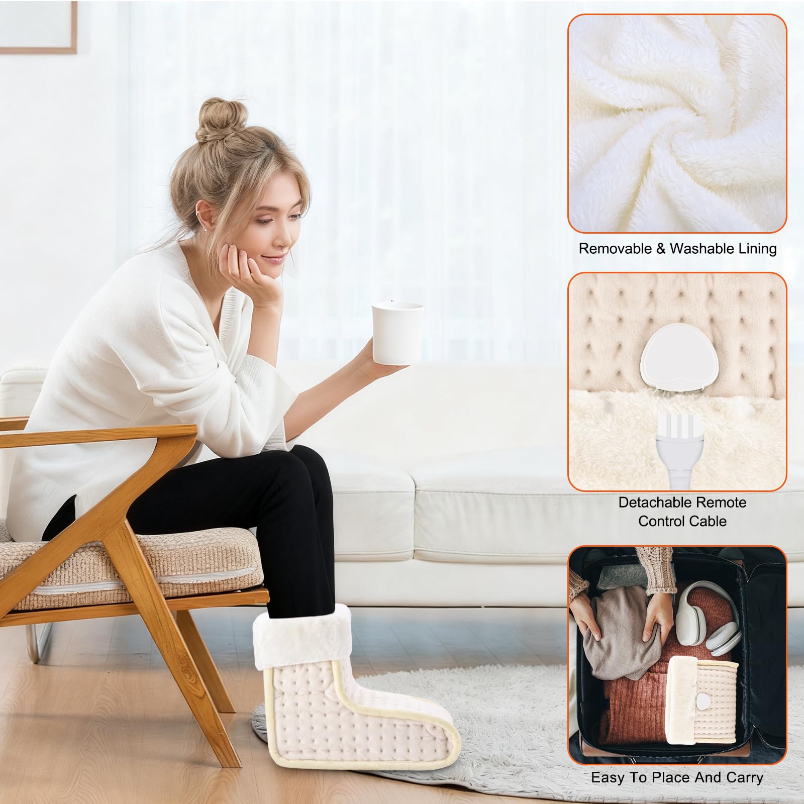 EU Plug – Double-Speed Heating Foot Warmer, 10 Adjustable Levels, Multi-Safety Protection, Washable Inner Lining | DEWEL