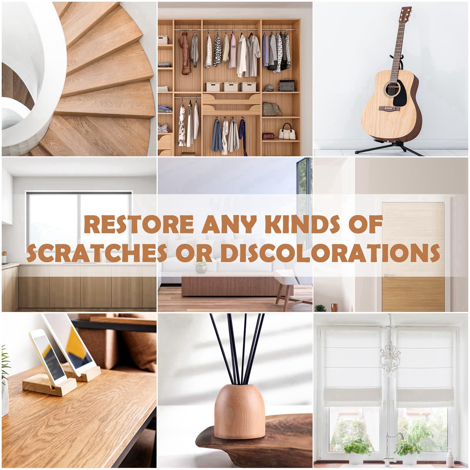 DEWEL 42PCS Wood Furniture Repair Kit – Upgrade Wood Filler, Touch Up Markers & Wax Sticks for Scratches, Cracks & Holes