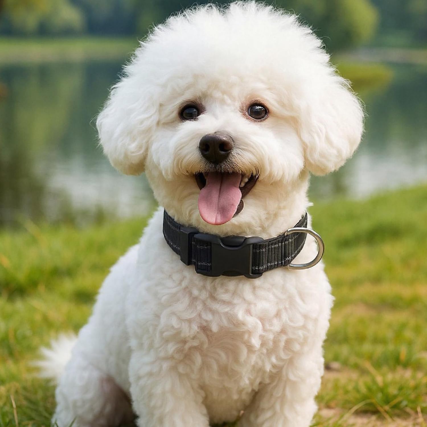 SEISSO Dog Collar for Small Medium Dogs with Buckle, Breathable Adjustable Nylon Reflective Dog Collars