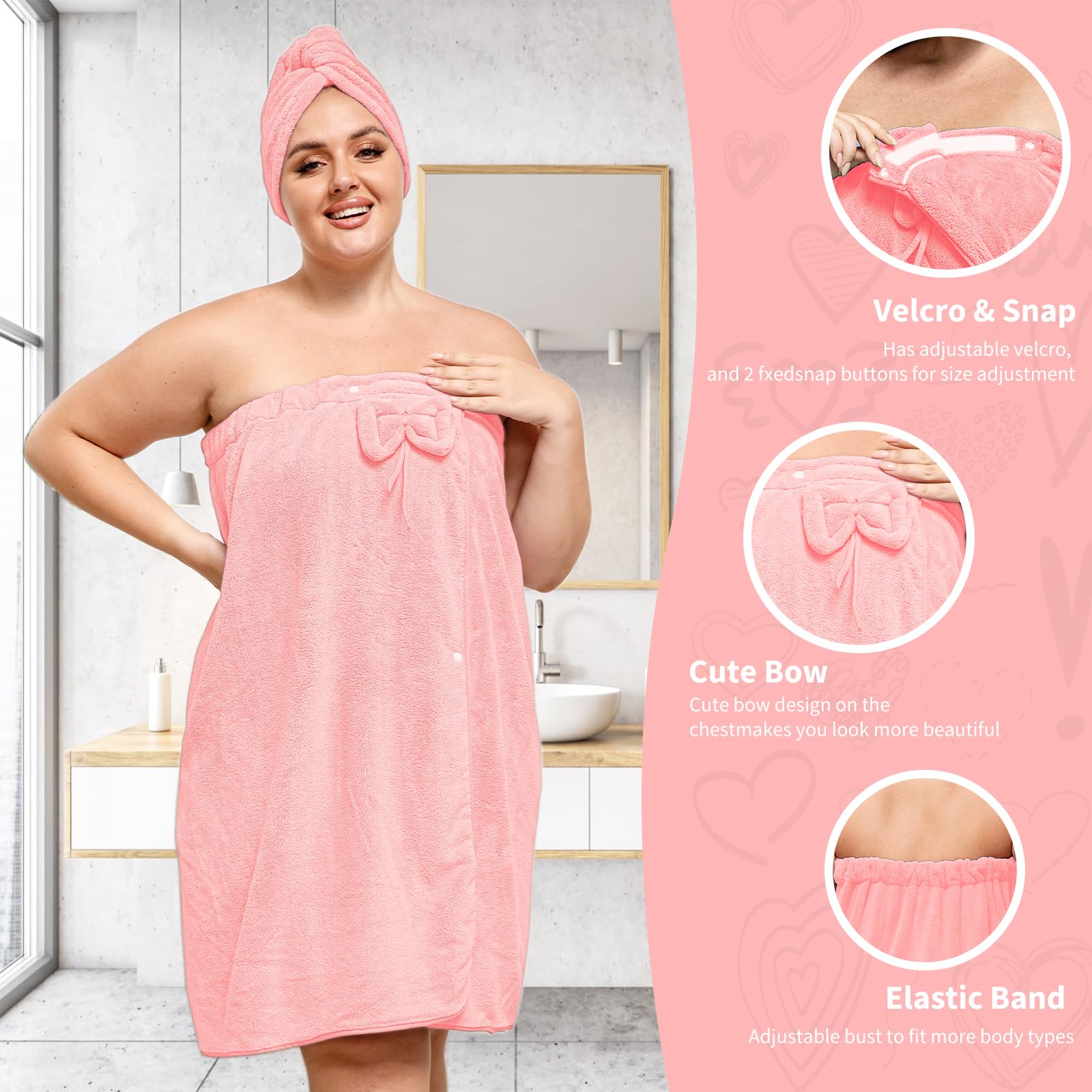 Ultra-Soft, Quick-Drying Plus Size Bath Towel & Hair Towel Set – Adjustable Shower & Spa Wrap for Women | SEISSO