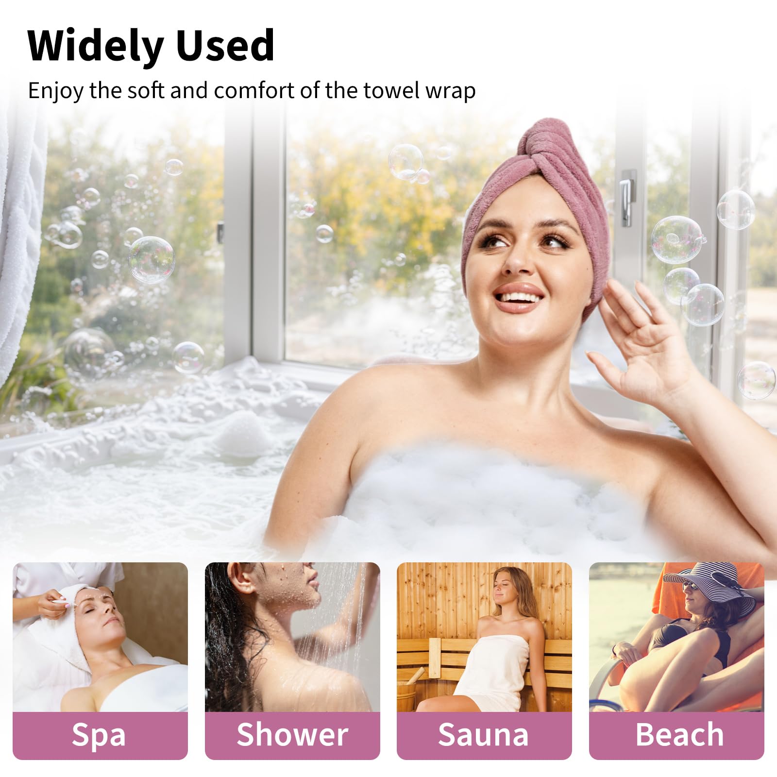 Ultra-Soft, Quick-Drying Plus Size Bath Towel & Hair Towel Set – Adjustable Shower & Spa Wrap for Women | SEISSO