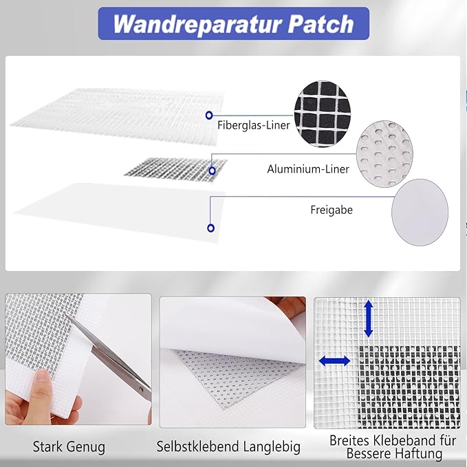 SEISSO Drywall Repair Kit – 3×100g Paste with Patches, Scraper & Sandpaper