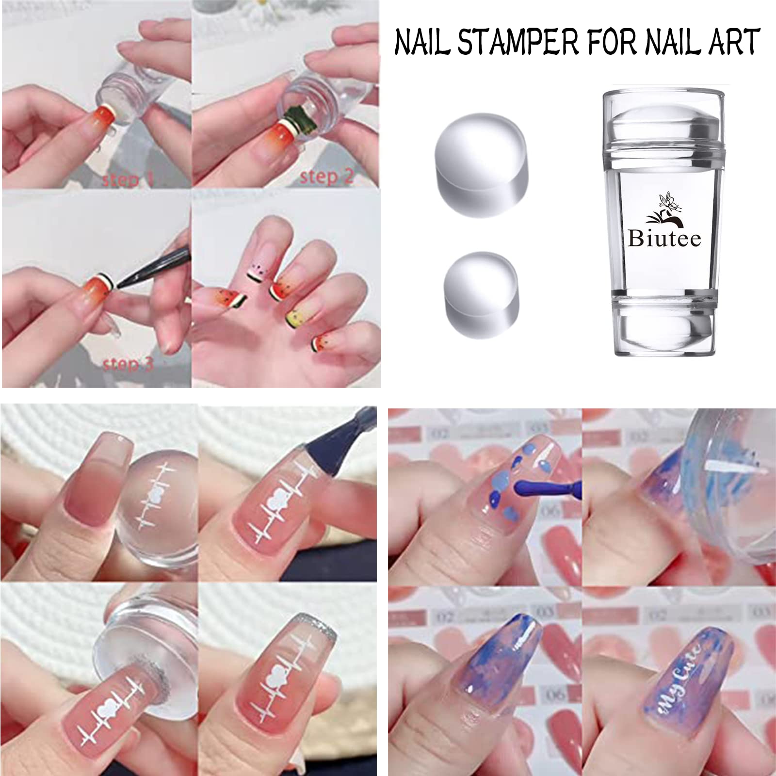 SEISSO 8 Colors Nail Stamping Polish Kit, Stamper & Templates, Peel Off Latex, Base & Top Coat, DIY Manicure Gift Set