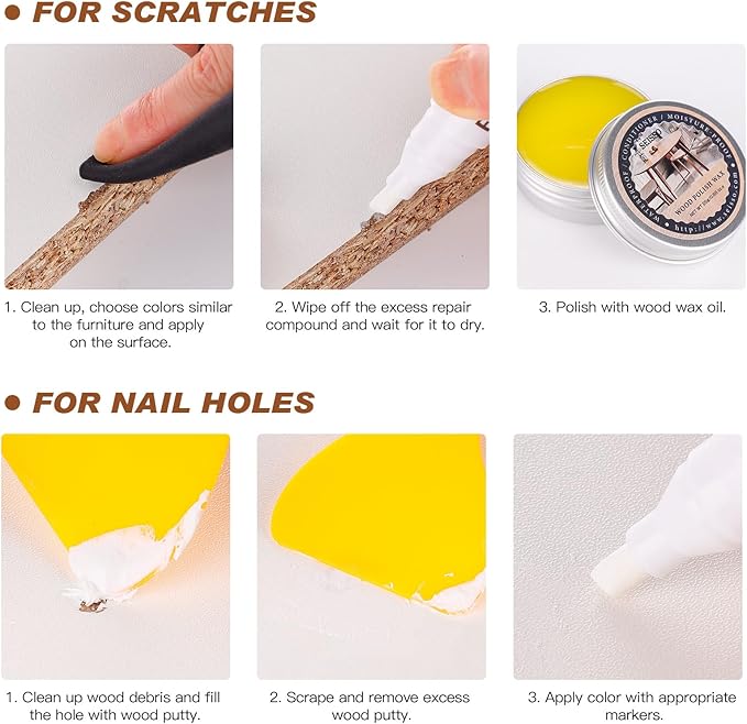 SEISSO Furniture Touch Up Markers – 12 Colors Repair Kit (19 PCS)