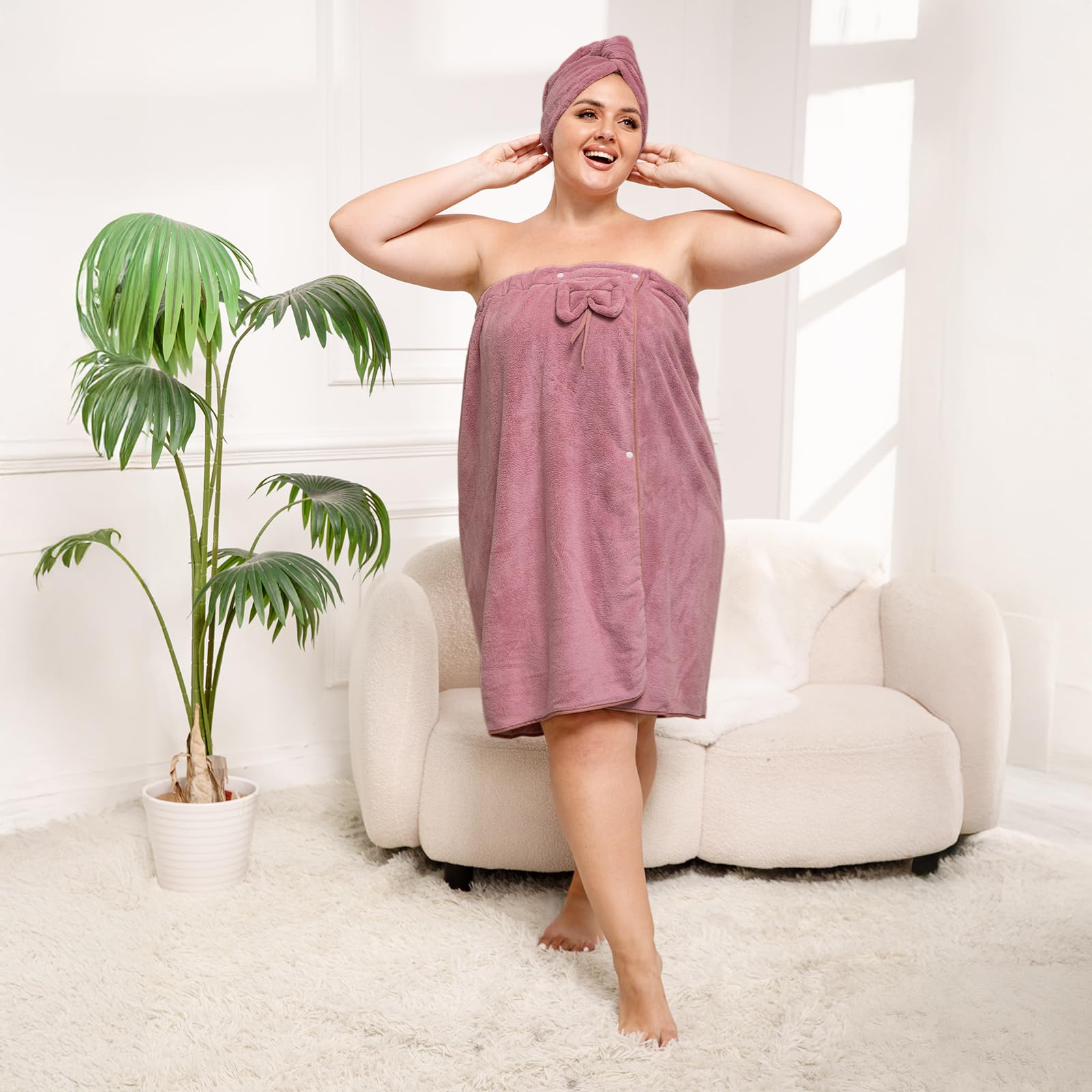 Ultra-Soft, Quick-Drying Plus Size Bath Towel & Hair Towel Set – Adjustable Shower & Spa Wrap for Women | SEISSO