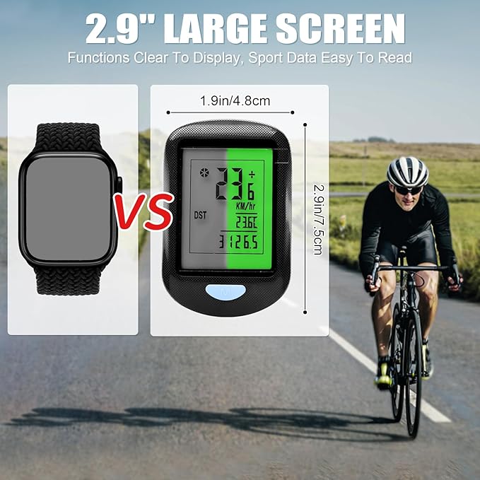CYFIE Wireless Bike Computer, Waterproof Speedometer & Odometer with Backlit LCD