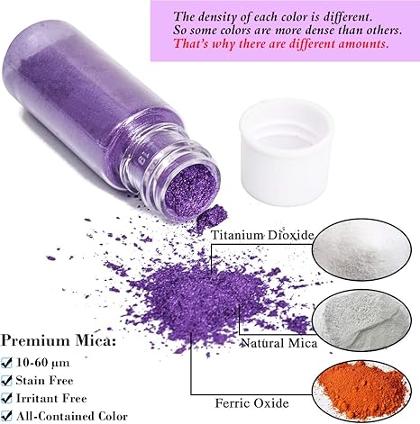 SEISSO Mica Powder 32 Colors 5g/0.18oz Each – Pigment Powder for Epoxy Resin, Soap, Slime, DIY Crafts & Lip Gloss