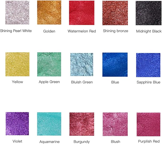 SEISSO Mica Powder 15 Colors for Resin Soap Candle DIY 10g Each
