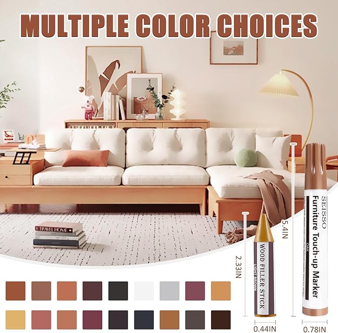 SEISSO Wood Furniture Repair Kit – 39pcs Markers & Fillers
