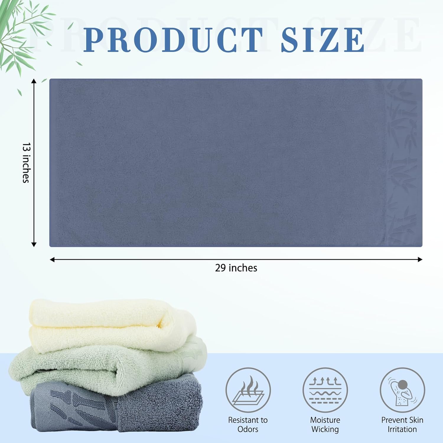 SEISSO Bamboo Hand Towels 6 Pack Soft Absorbent Quick Drying Bathroom Towels 13x29 Blue