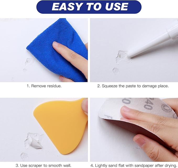 SEISSO Drywall Repair Kit – 2×100g Spackle with Scraper for Wall Hole & Crack Repair