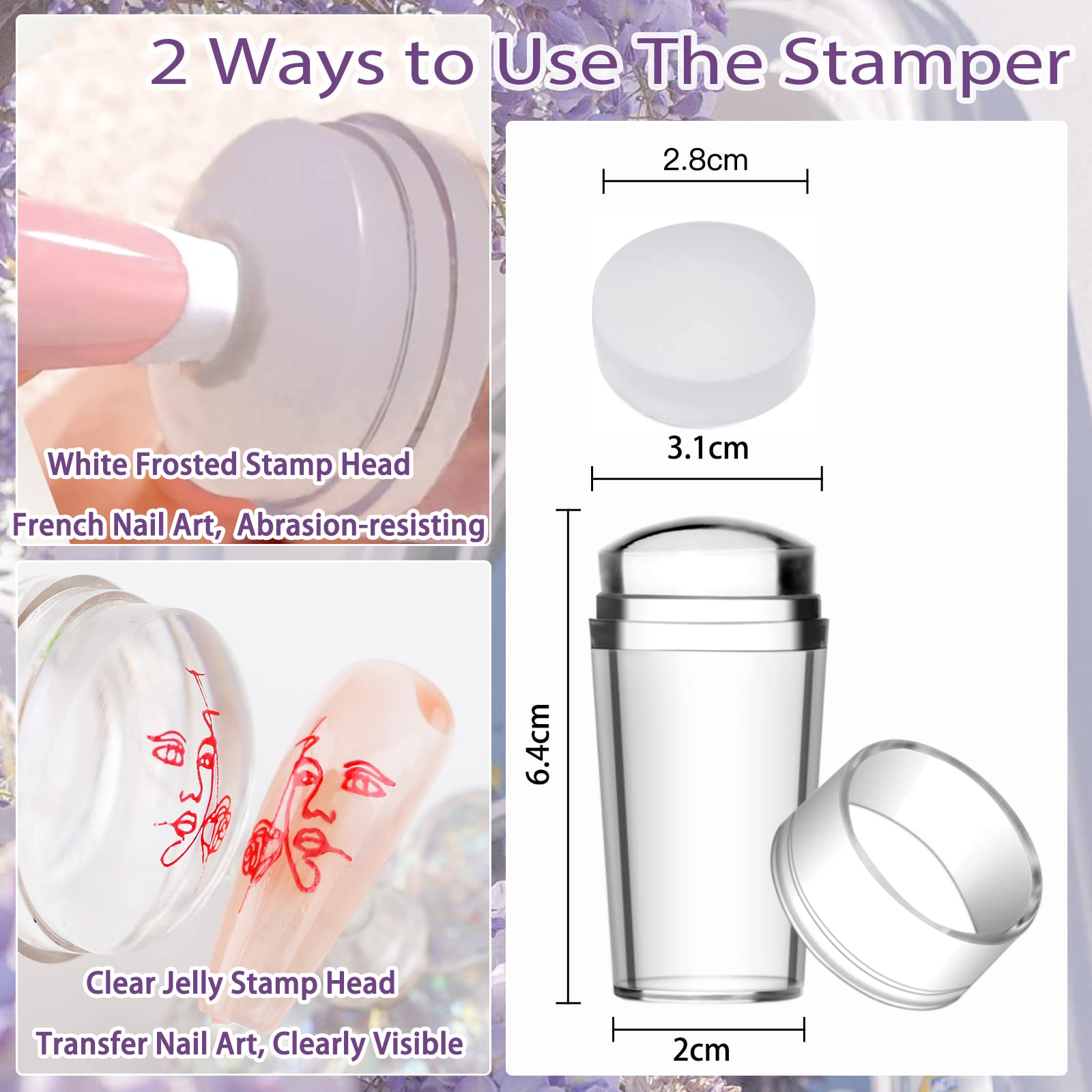 Biutee French Tip Nail Stamping Kit – 2PCS Lace Plates with Stamper & Scraper, DIY Nail Art Templates for Manicure