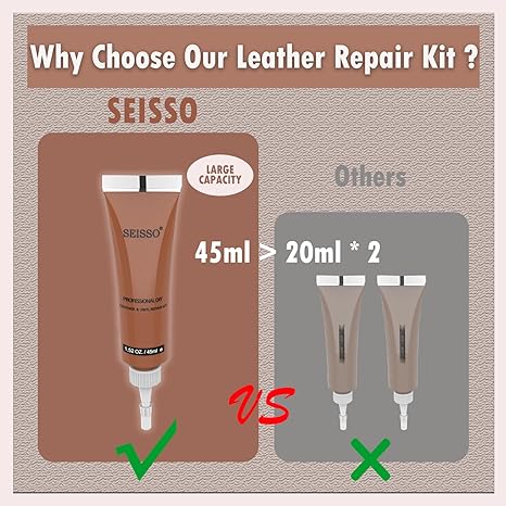 SEISSO Leather & Vinyl Repair Kit with Dye & Mink Oil for Furniture & Car Seats