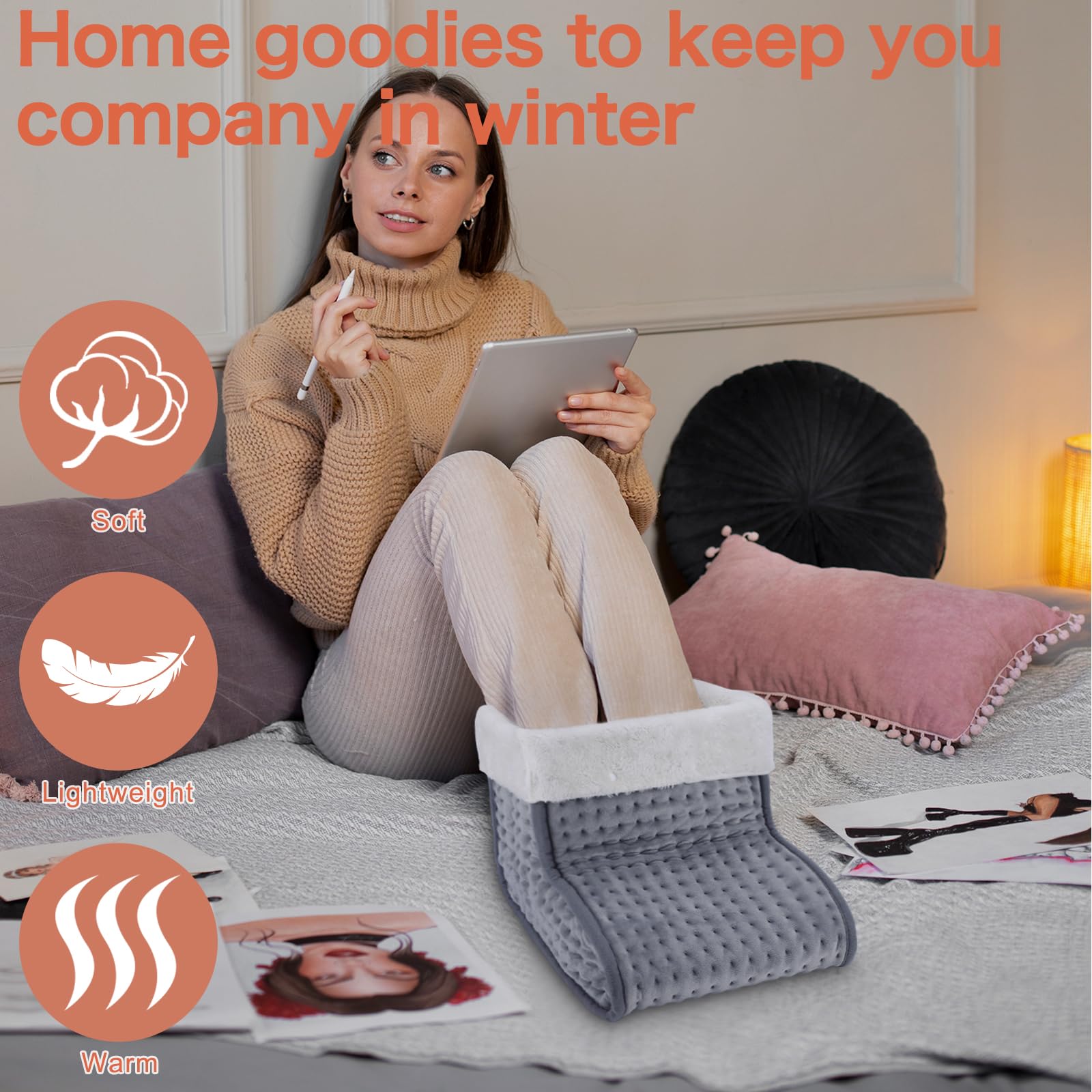 EU Plug – Double-Speed Heating Foot Warmer, 10 Adjustable Levels, Multi-Safety Protection, Washable Inner Lining | DEWEL