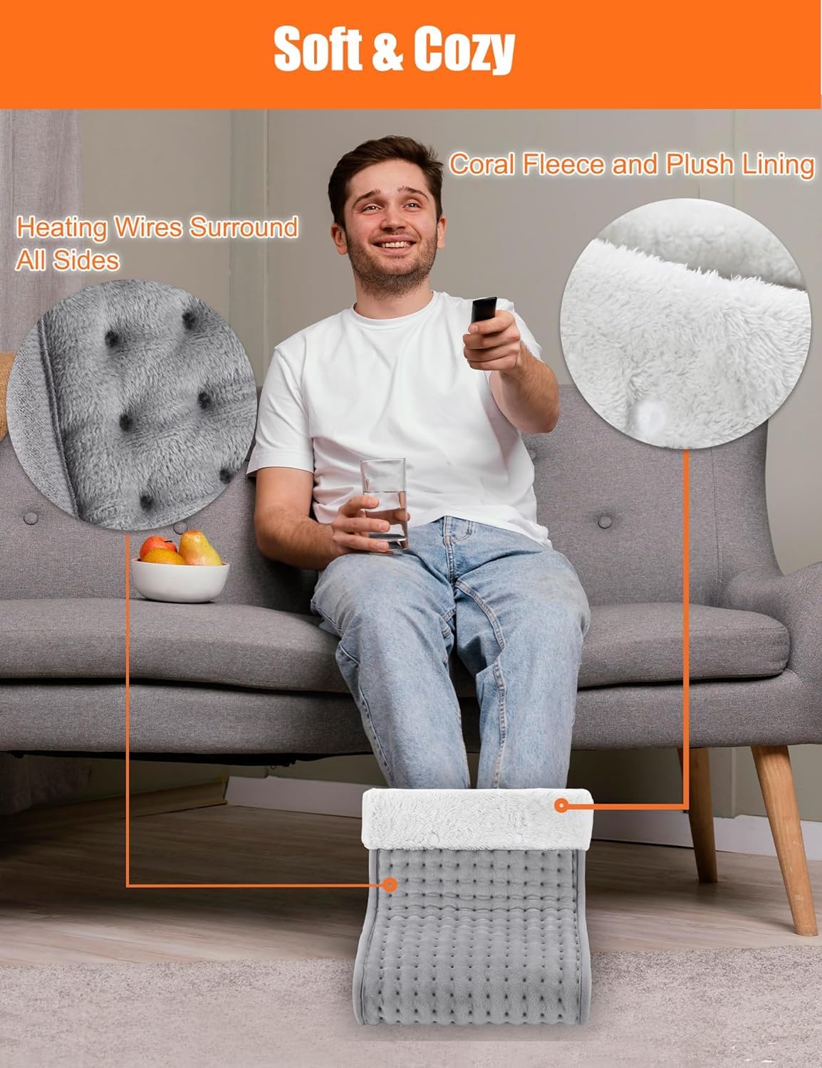 US Plug – Double-Speed Heating Foot Warmer, Adjustable 10 Levels, Multi-Safety Protection | CYFIE