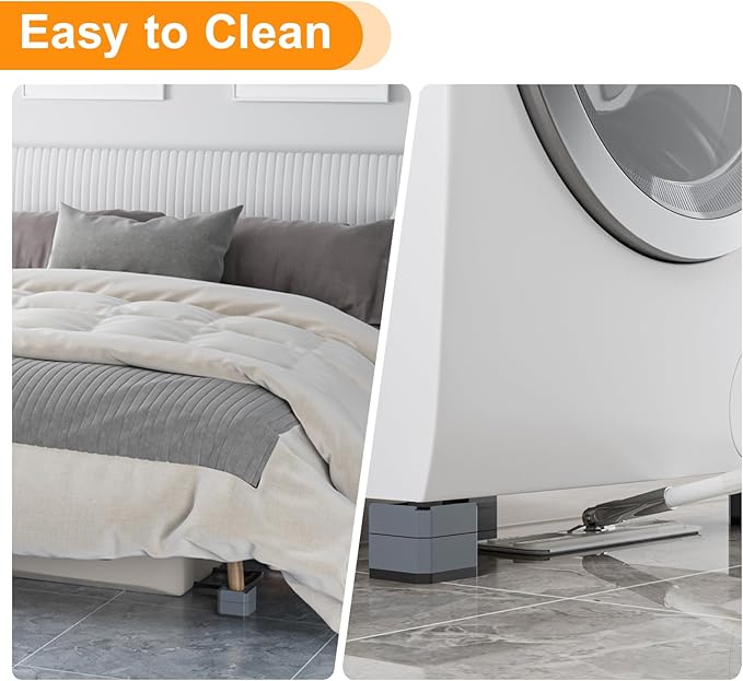 DEWEL Heavy Duty Adjustable Bed Risers 2 to 4 Inch Square Set of 4 White Supports 1100 lbs