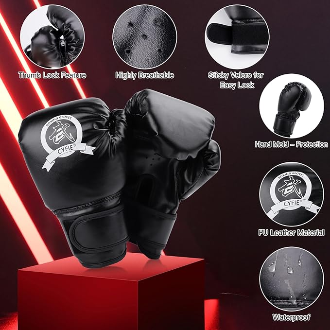 CYFIE Kickboxing Gloves & Pads Set – Punching Mitts for Kids & Adults