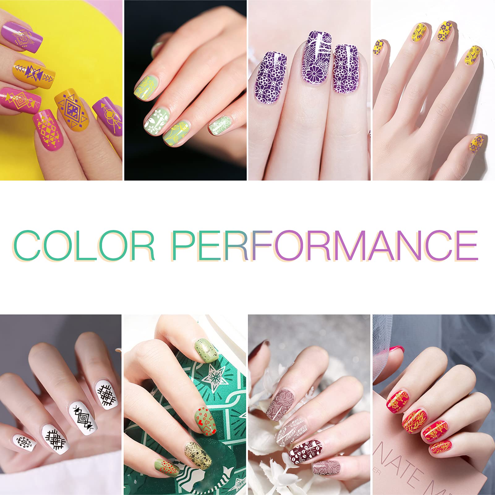 SEISSO 8 Colors Nail Stamping Polish Kit, Stamper & Templates, Peel Off Latex, Base & Top Coat, DIY Manicure Gift Set