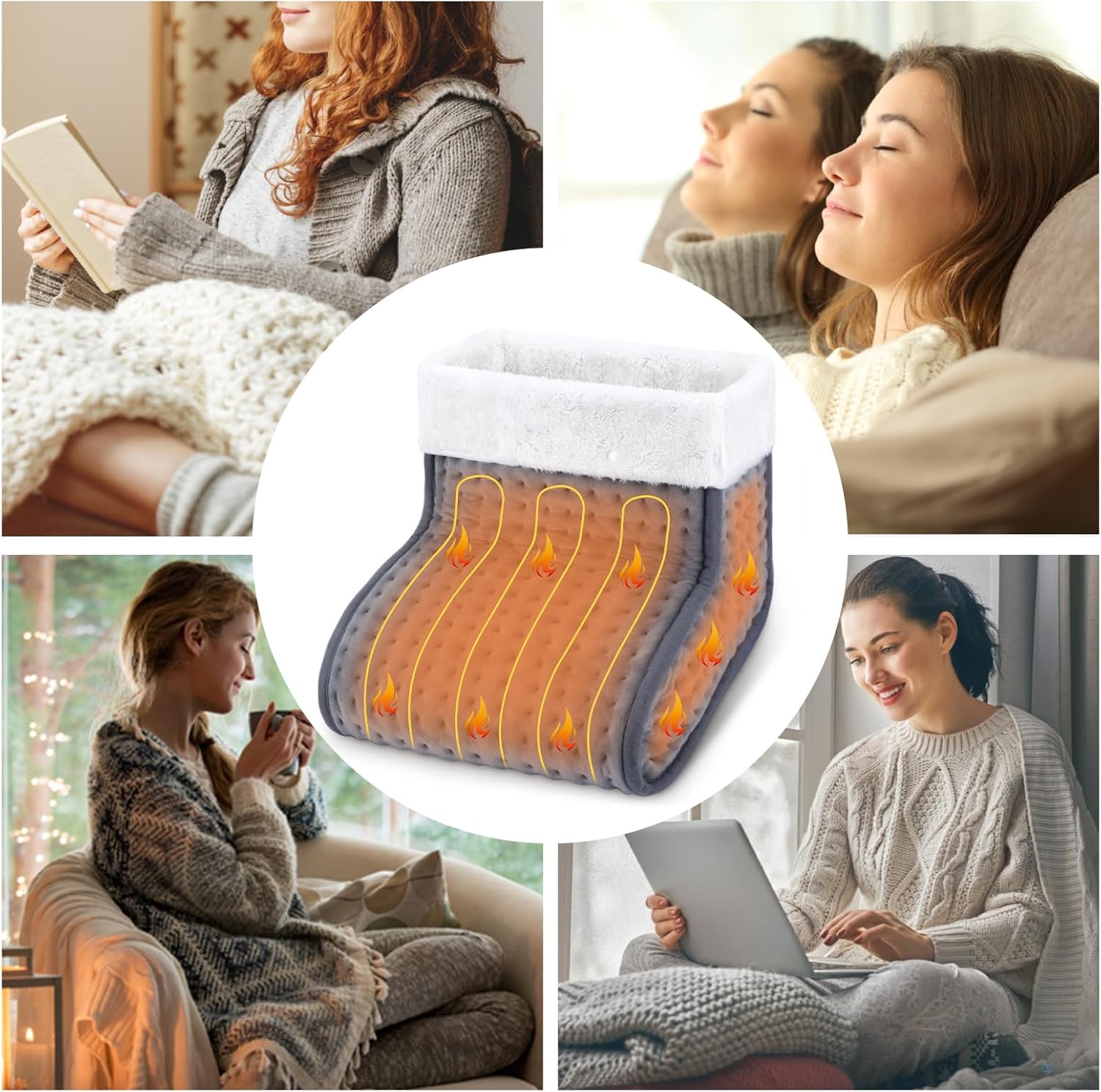 AU Plug – Double-Speed Heating Foot Warmer, 10 Heat Levels, 3 Timers, Multi-Safety Protection, Cozy All Day | DEWEL