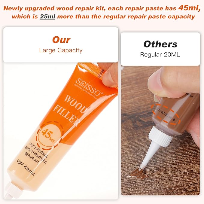 SEISSO Upgrade Furniture Repair Kit for Wood & Leather, Scratch Remover
