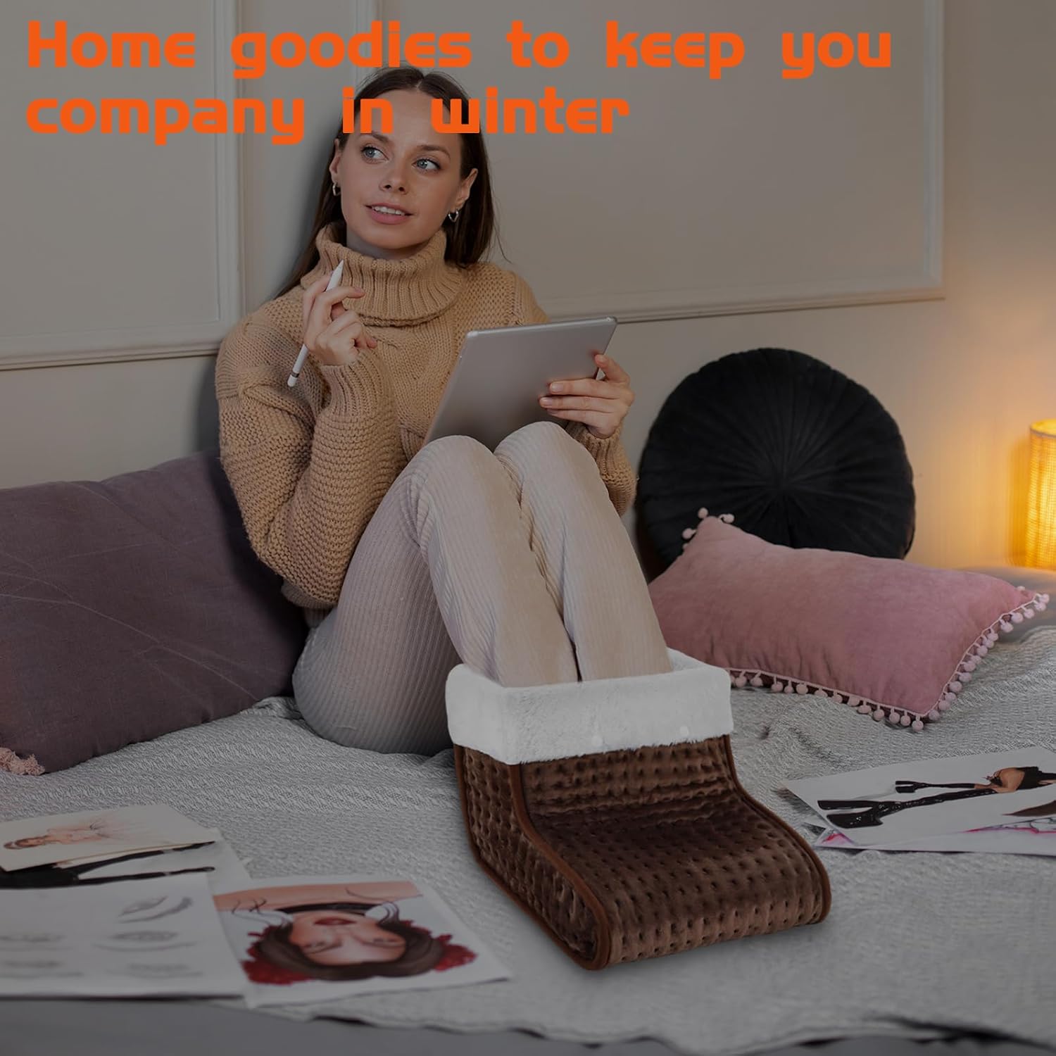 AU Plug – Double-Speed Heating Foot Warmer, 10 Heat Levels, 3 Timers, Multi-Safety Protection, Cozy All Day | DEWEL