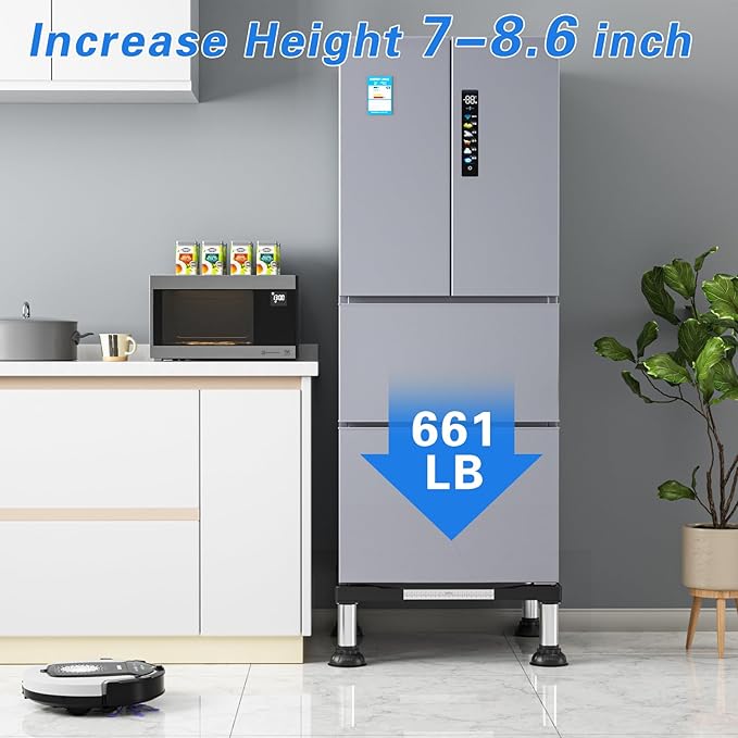 DEWEL Adjustable Mini Fridge & Washing Machine Stand 5"-6.6" Height, 661LB Load, Fits 17"-22"