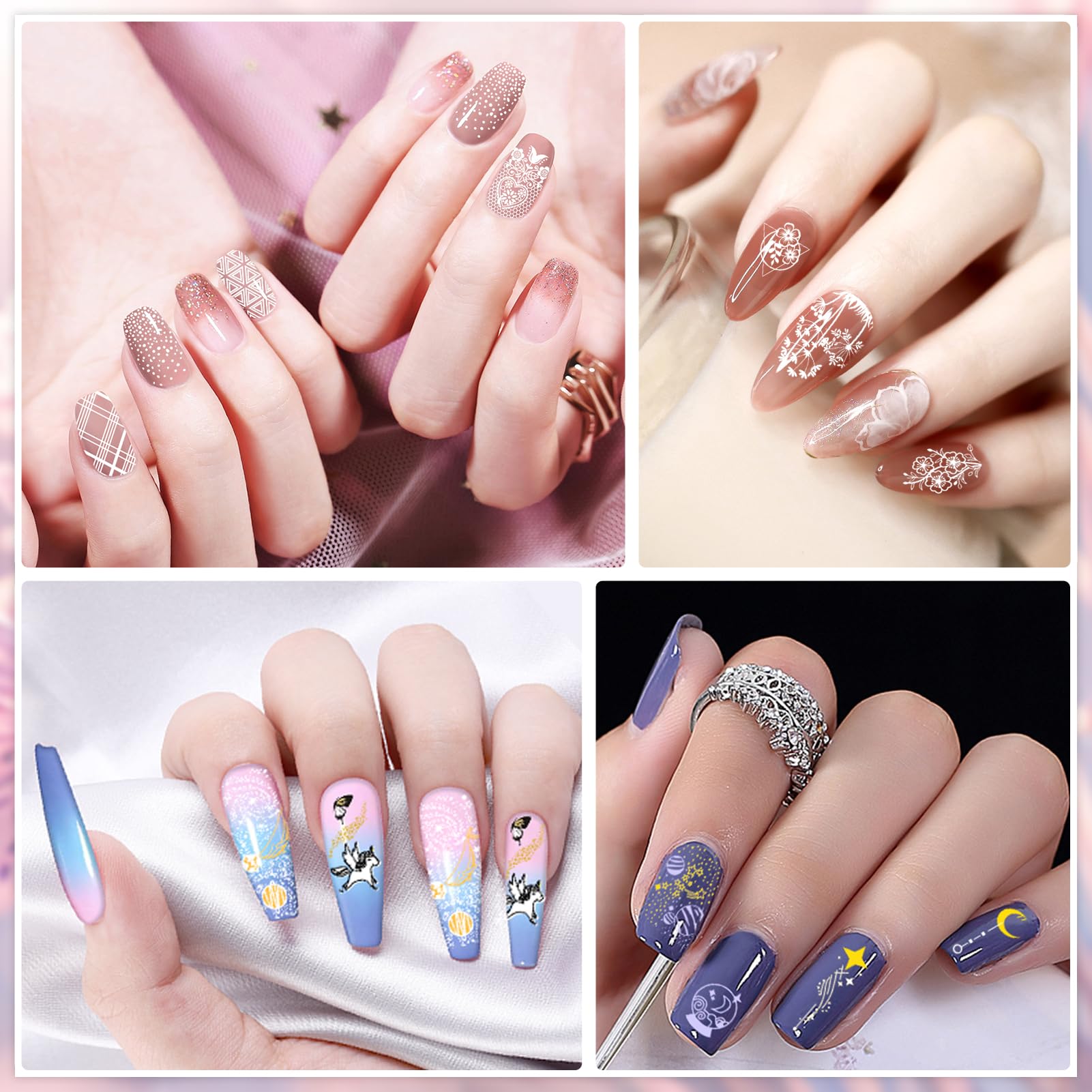 Biutee Nail Stamping Kit – 12PCS Plates with Stamper, Flower, Lace, Animal & Holiday Nail Art Designs