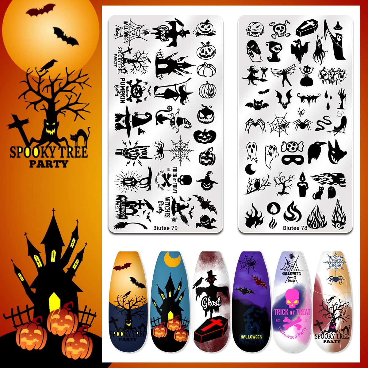 Biutee Nail Stamping Kit – 12PCS Plates with Stamper, Flower, Lace, Animal & Holiday Nail Art Designs
