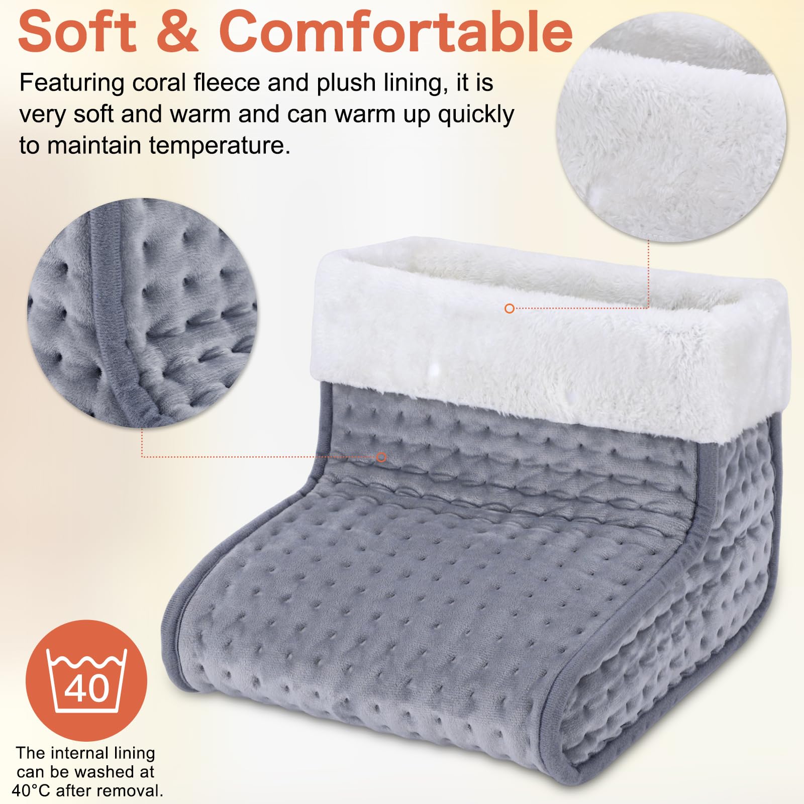 EU Plug – Double-Speed Heating Foot Warmer, 10 Adjustable Levels, Multi-Safety Protection, Washable Inner Lining | DEWEL