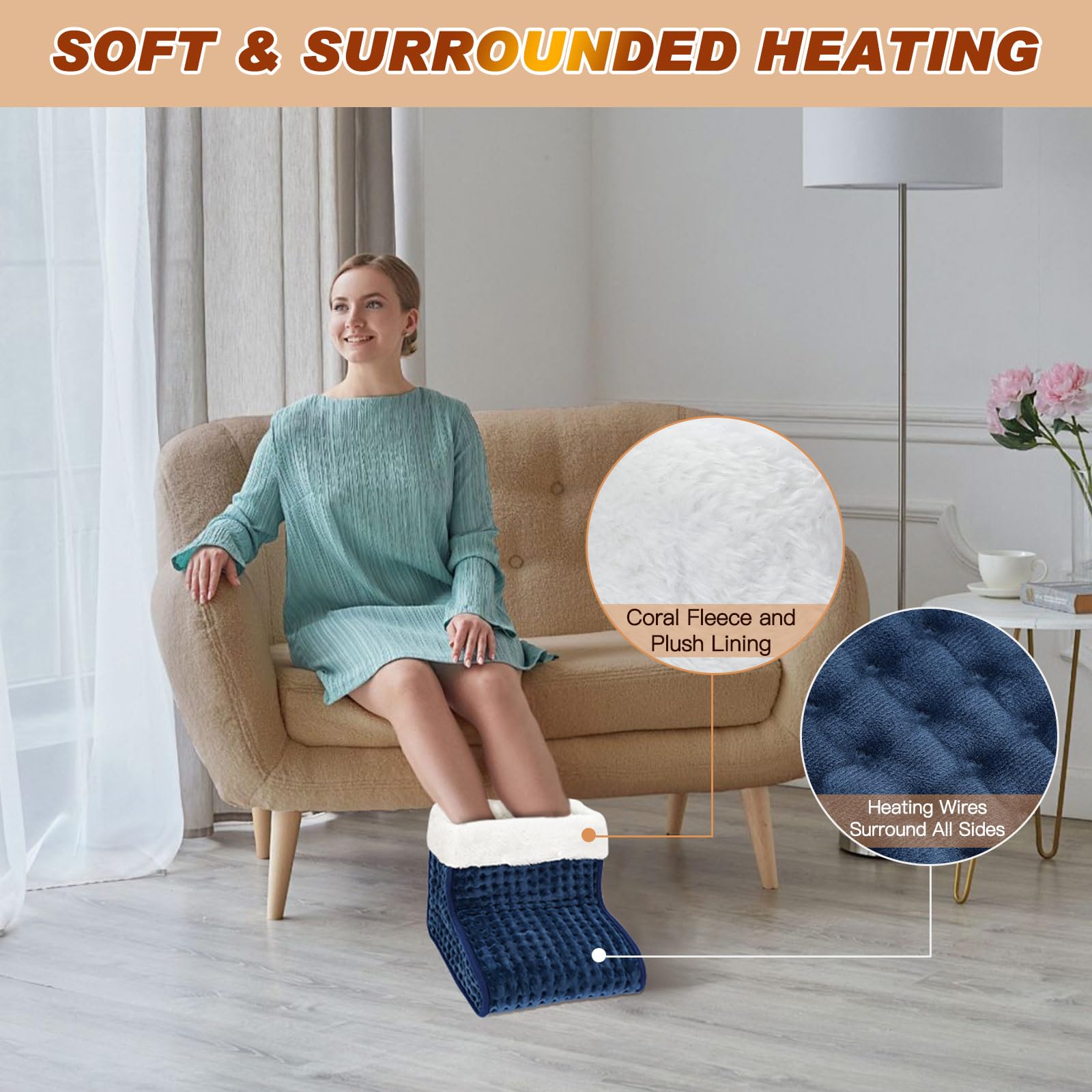 US Plug – Double-Speed Heating Foot Warmer, Adjustable 10 Levels, Multi-Safety Protection | CYFIE
