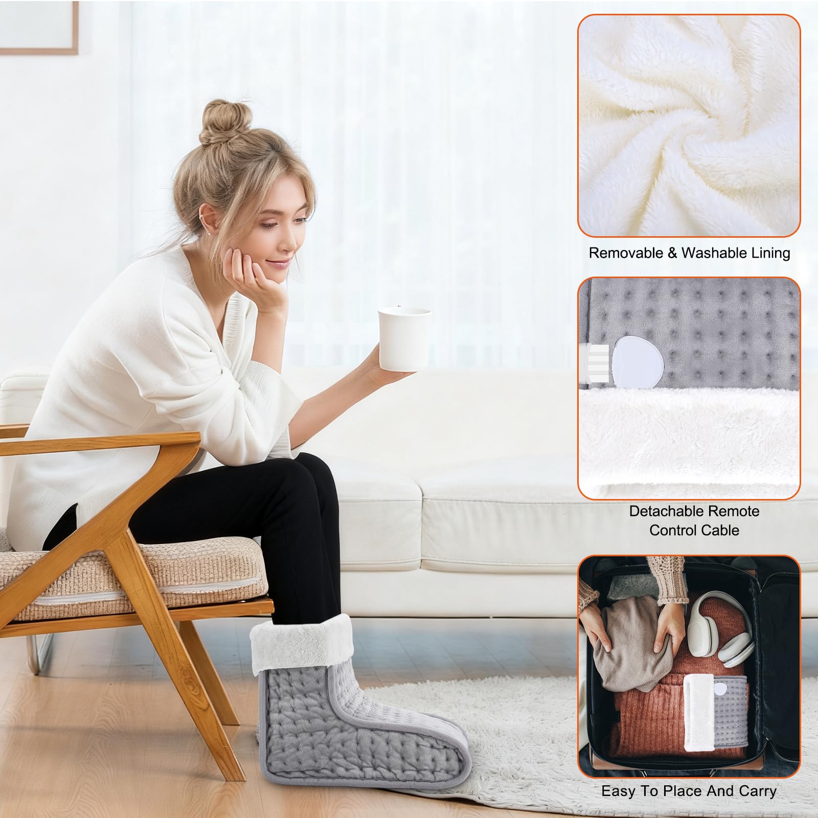 EU Plug – Double-Speed Heating Foot Warmer, 10 Adjustable Levels, Multi-Safety Protection, Washable Inner Lining | DEWEL