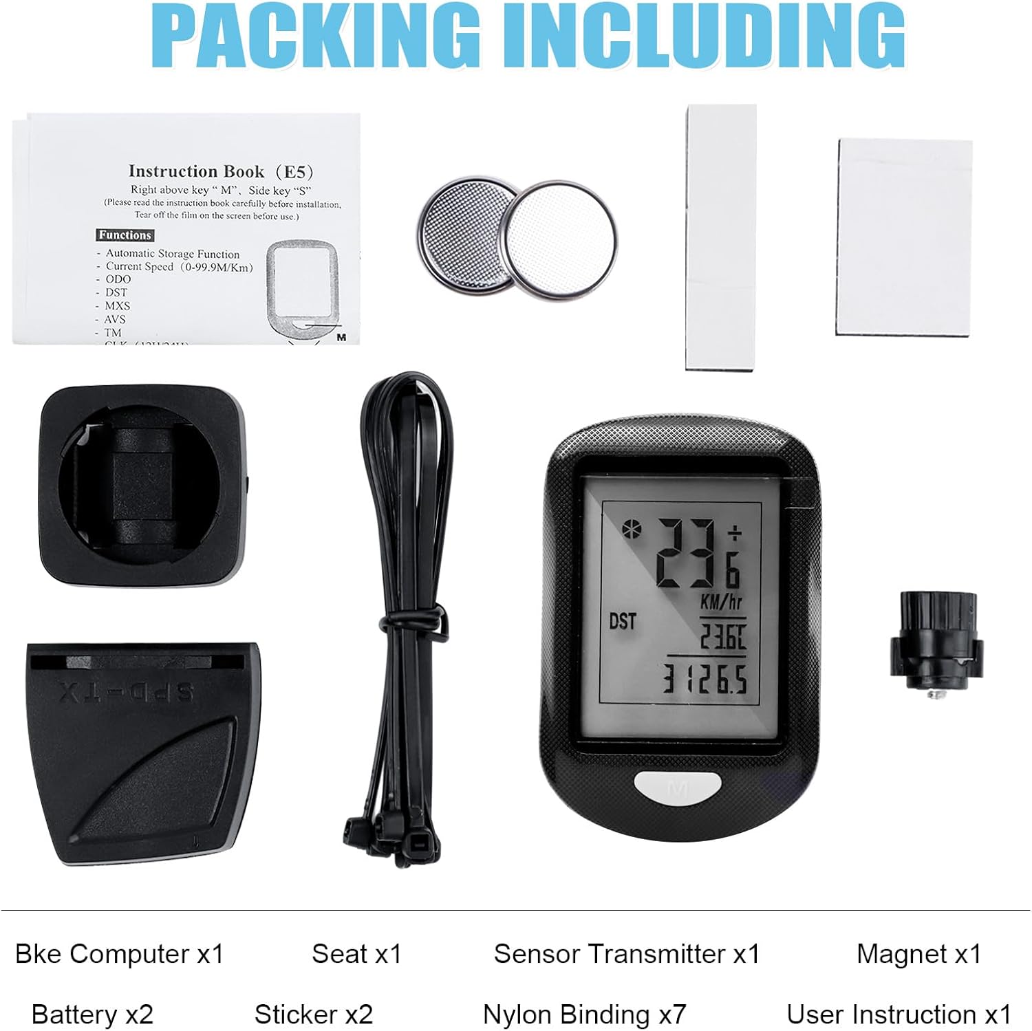 CYFIE Wireless Bike Computer, Waterproof Speedometer & Odometer with Backlit LCD