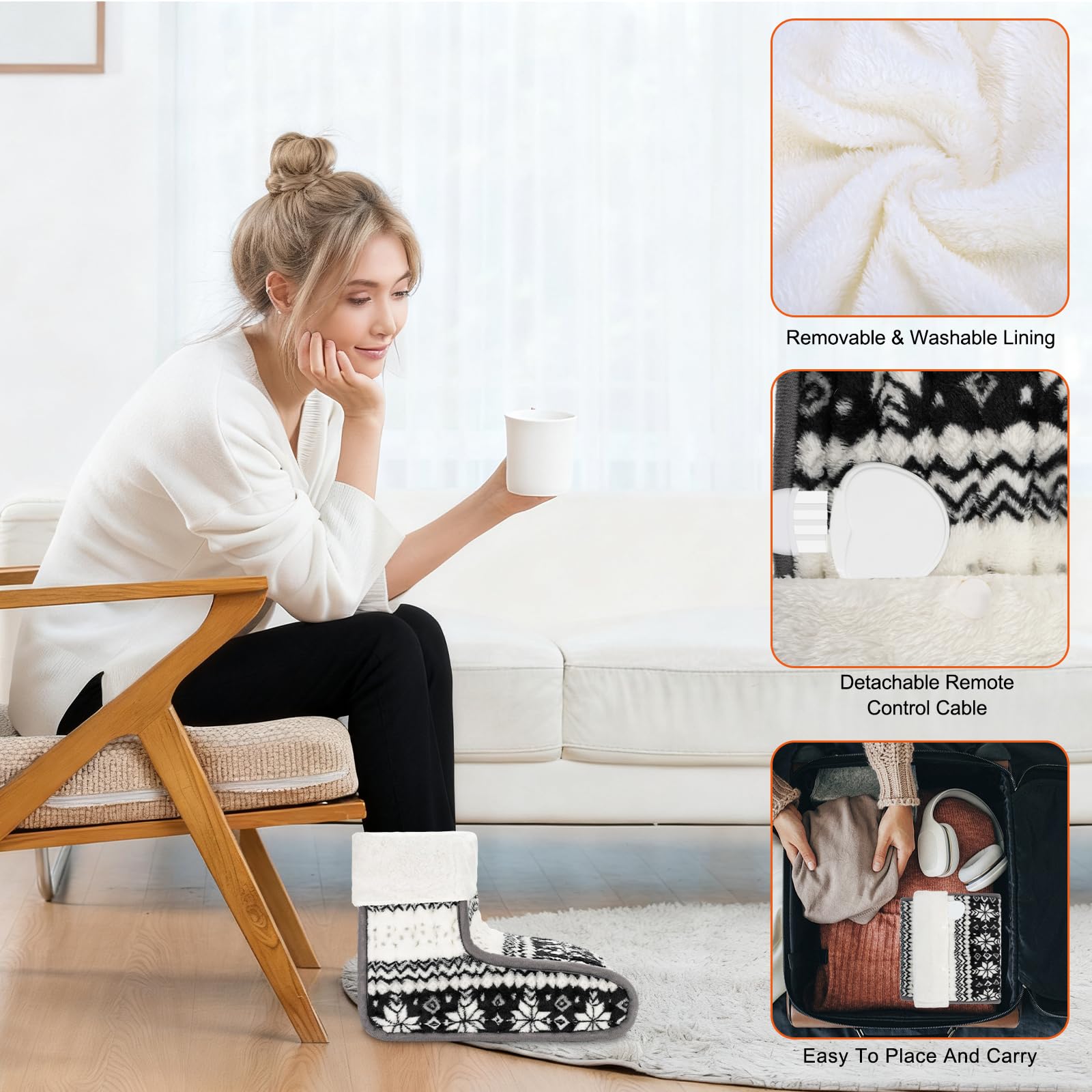 EU Plug – Double-Speed Heating Foot Warmer, 10 Adjustable Levels, Multi-Safety Protection, Washable Inner Lining | DEWEL