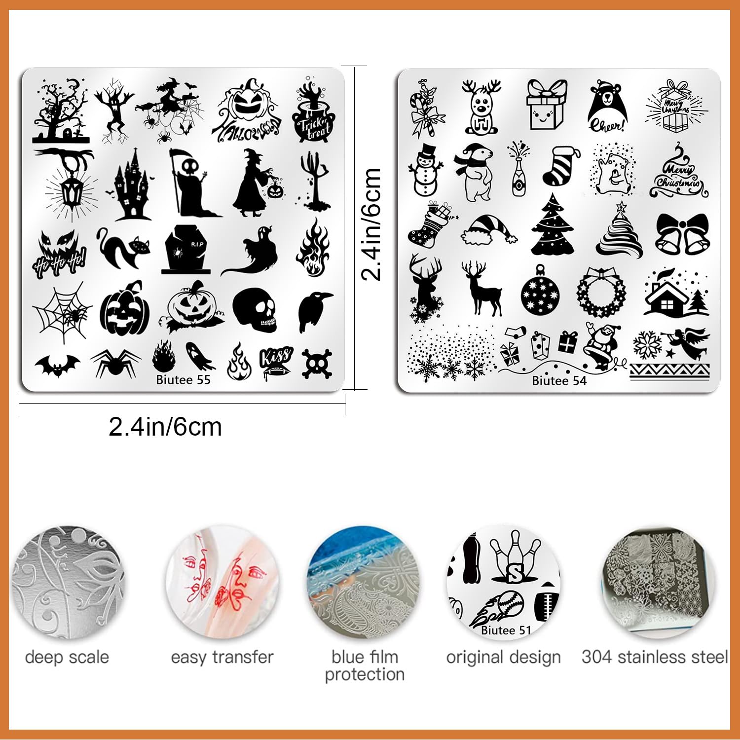 Biutee Nail Stamping Kit – 15PCS Plates, 8PCS Gel Polishes, Stamper & Scraper with Bag, Flower & Holiday Nail Art Designs