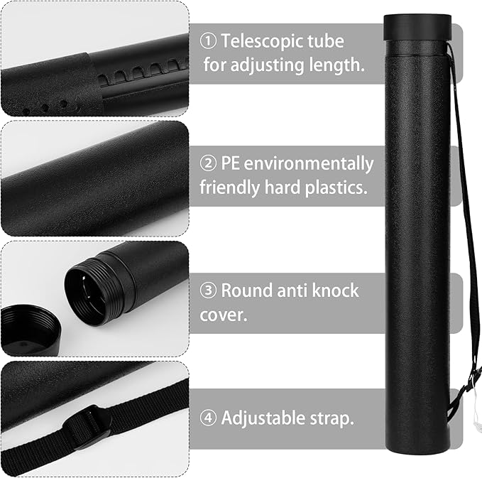 DEWEL 3 Pack Extendable Poster Tubes Waterproof Document Blueprint Storage 22–34 Inches