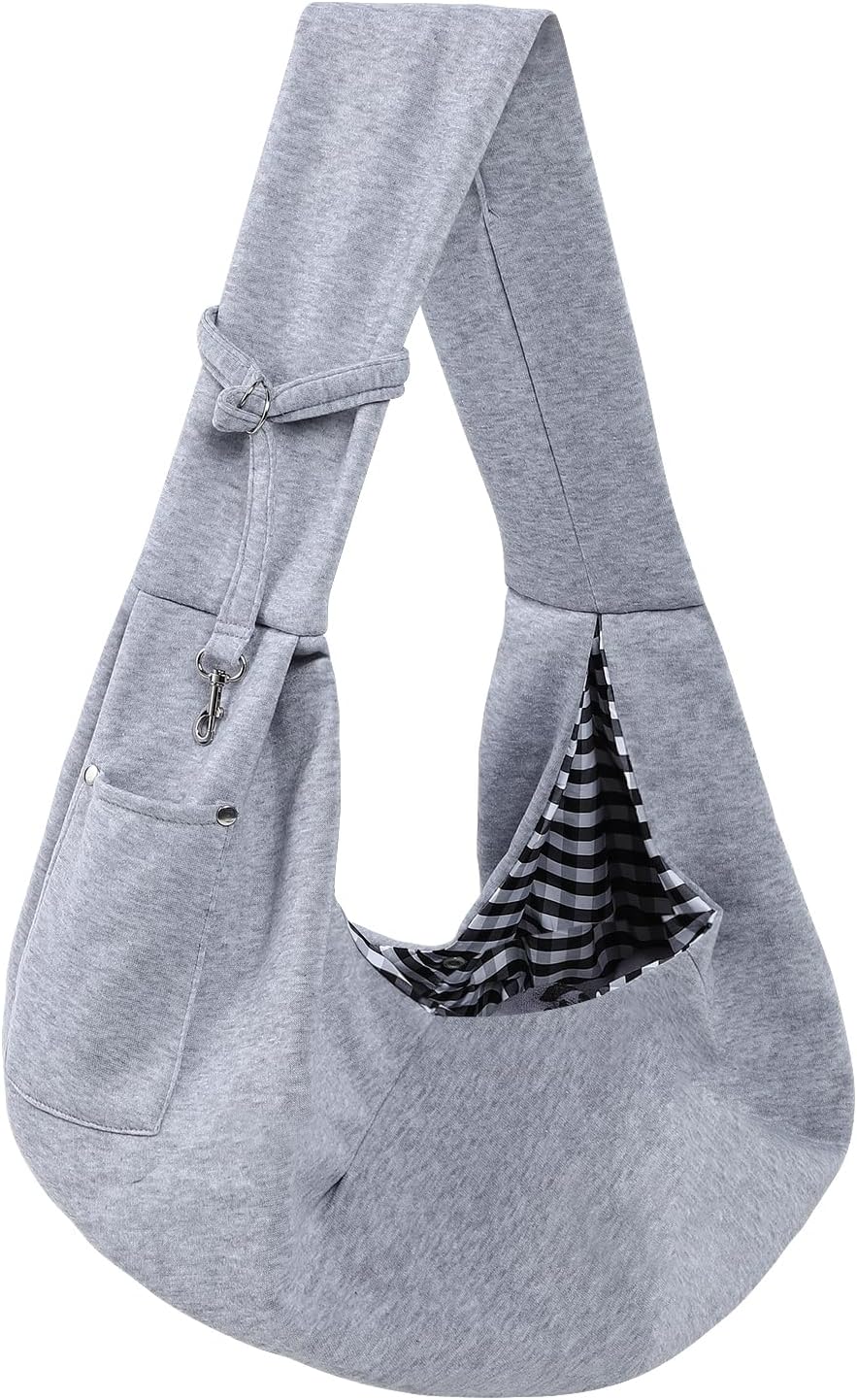 SEISSO Reversible Cat Dog Sling Carrier, Safety buckle, Storage Pocket, Machine Washable for Travel