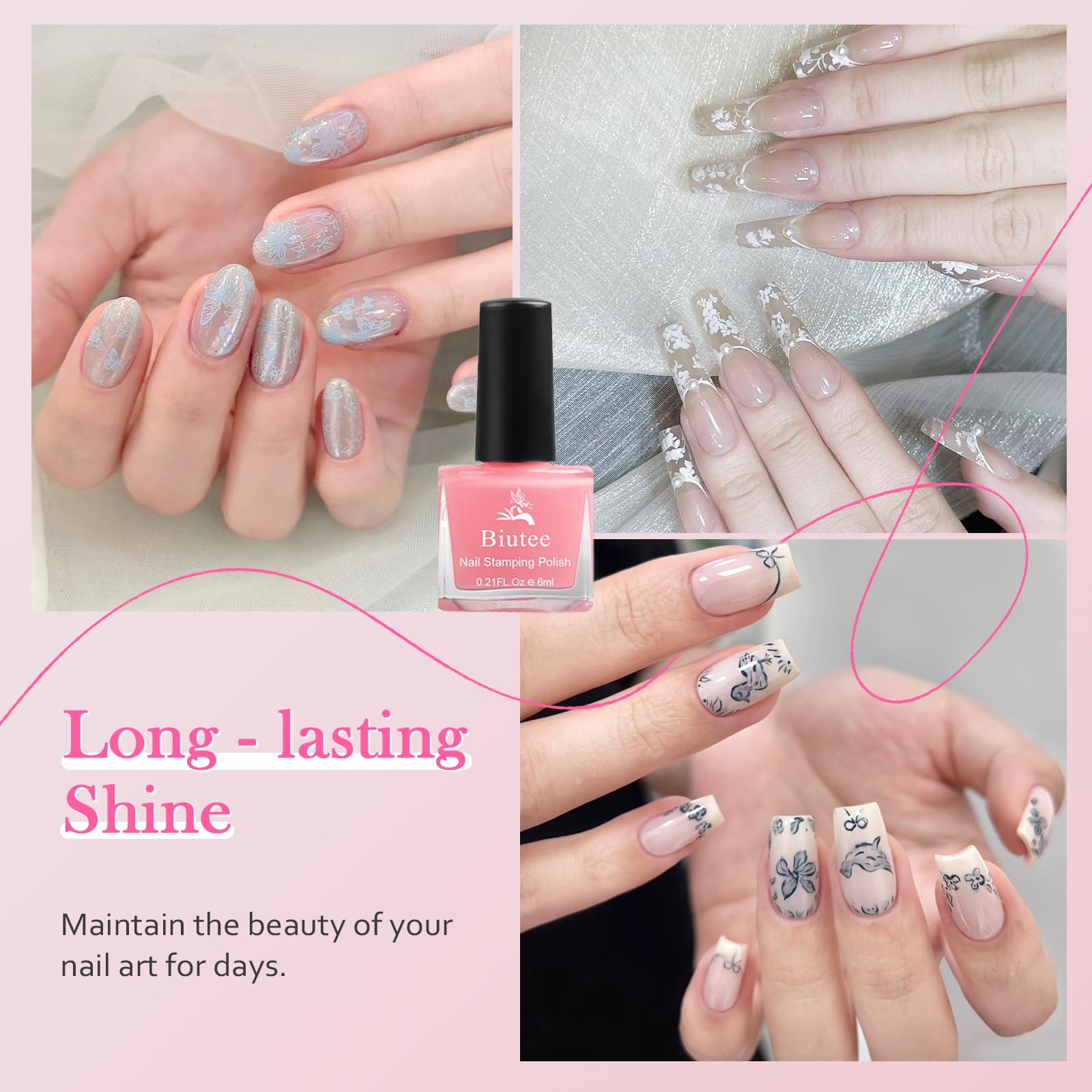 Biutee Nail Stamping Polish – 12 Colors 6ml Air Dry Set for Stamping Plates with Gift Box