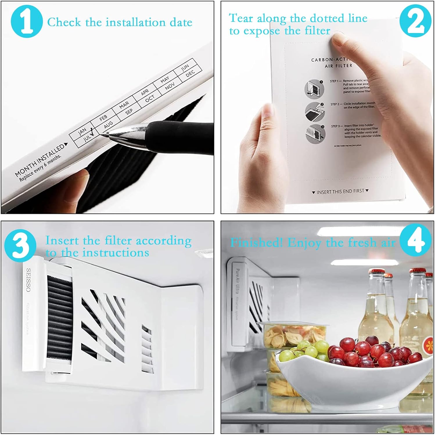 SEISSO Refrigerator Air Filter Replacement For Pure Air Ultra