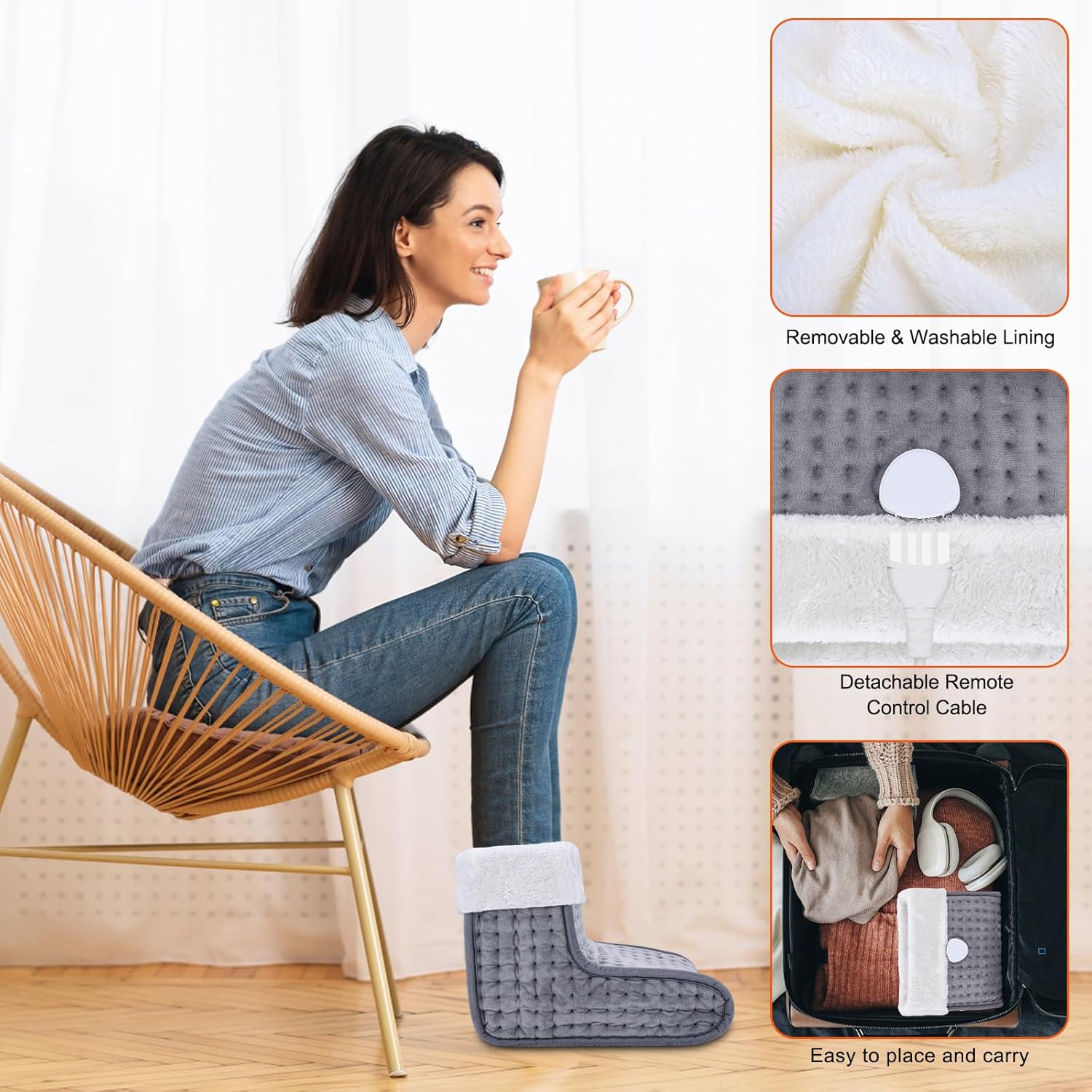 AU Plug – Double-Speed Heating Foot Warmer, 10 Heat Levels, 3 Timers, Multi-Safety Protection, Cozy All Day | DEWEL