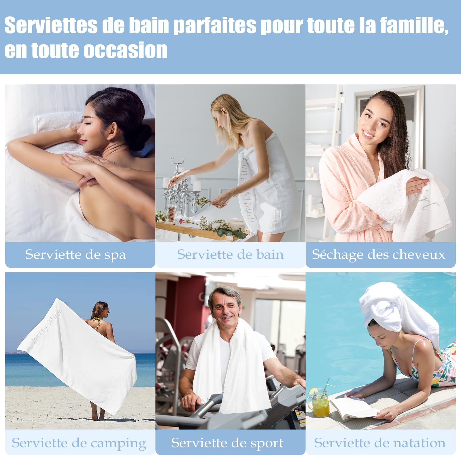 Premium 100% Cotton Bath Towel 600 g/m² – Oversized 70×140 cm | SEISSO Personalised Gift, Perfect for Mum