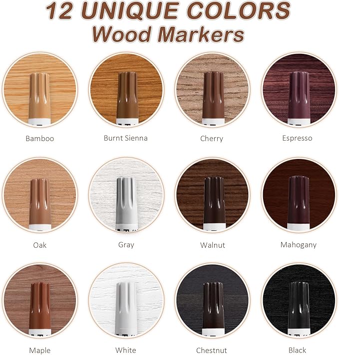 SEISSO Wood Repair Markers – 12 Color Touch Up Pens